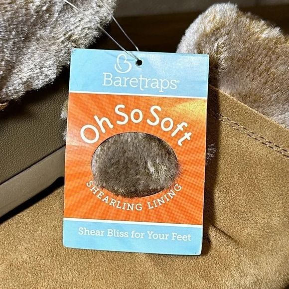 NWT Baretraps Becker Faux Fur Slip On Clog Shoe BRN Wedge Stay Dry Wmn 10 - Picture 3 of 16